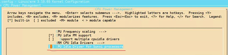 取消CPUIdle Driver for Sunxiprocessors選項